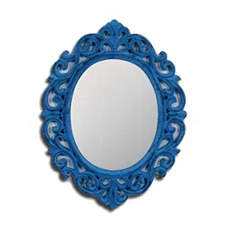 VAS collection home Blue Textured Wooden Frame Wall Mirror-picture-32