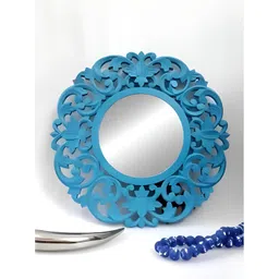 VAS collection home Blue Textured Wooden Wall Mirror-picture-29