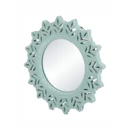 VAS collection home Blue Wall Self Design Wooden Mirror Frame-picture-42