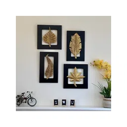 VAS collection home Brown and Black 4 Pieces Textured Wooden Wall Decor-picture-24