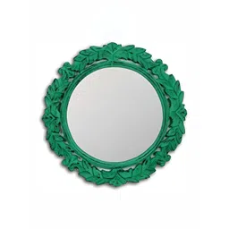 VAS collection home Green Leaves Design Wooden Decorative Wall Mirror-picture-28