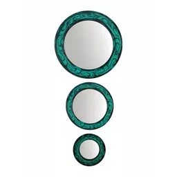 VAS collection home Set Of 3 Sea Green Textured Round Mirror-picture-15