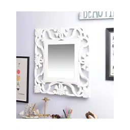 VAS collection home White Floral Patterned Wooden Wall Mirror-picture-39