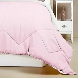 VAS COLLECTIONS Microfibre All-Weather Solid Comforter/Duvet - Reversible with Siliconised Filling - for Home/Hotel/Hospital Use - Double - 240x220 cm, 200 GSM | Pink& Beige-picture-12