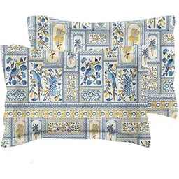VAS COLLECTIONS Premium 160 TC Microfiber 3D Printed Pillow Covers | Regular Pillow Cases | 2 Piece Pillow Cover, (17 x 27 inches), Tealish Blue and Yellow-picture-21