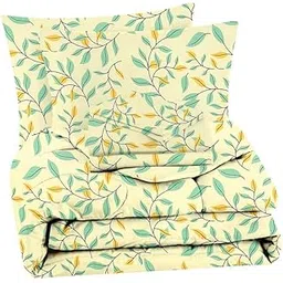 VAS COLLECTIONS Super Soft Glace Cotton King Size AC Comforter Wedding Gift Set (with Bag) for Double Bed with 1 Flat Bedsheet and 2 Pillow Cover Pastel Colours Beige & Green (4PC Comforter Set)-image-32