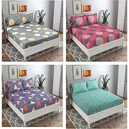 VAS COLLECTIONS 200 GSM Glace Cotton Combo Pack of 4 144 TC Double Printed Bedsheet with 8 King Size Pillow Cover,Size-228X228,Pillow Size-18X28 Inches(Multicolor)-picture-10