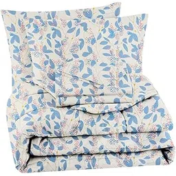 VAS COLLECTIONS Super Soft Glace Cotton King Size AC Comforter Wedding Gift Set (with Bag) for Double Bed with 1 Flat Bedsheet and 2 Pillow Cover Pastel Colours Blue & White (4PC Comforter Set)-image-33