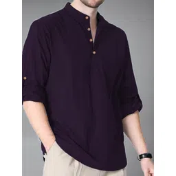 vashuqi Men Solid Cotton Blend Straight Kurta-picture-18