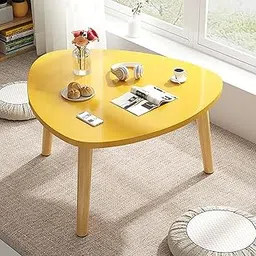 VASIL MART Wooden Triangle Coffee Table, Nightstand Coffee End Easy Assembly Acent Table Modern Furniture for Home Office and Living Room (Yellow)-picture-22