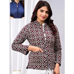 Vasjac Women Printed Reversible Open Front Jacket-picture-22