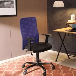 Vassio Breathable Mesh Black Blue Revolving Chair For Office-picture-26