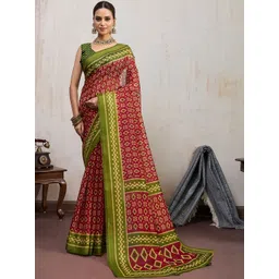 VASTRA-THE FACTORY STORE Geometric Printed Woven Design Pure Cotton Saree-picture-40