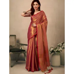 VASTRA-THE FACTORY STORE Woven Design Zari Tissue Saree-picture-18