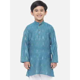 Vastraa Fusion Boys Teal Printed Handloom Kurta-picture-16