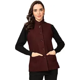 vastraa fusion Solid Indian Traditional Ethnic Waistcoat Festive Woolen Nehru Jacket for Women-picture-54