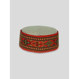 Vastraa Fusion Unisex Red & Pink Embroidered Pure Wool Himachali Cap-picture-17