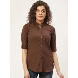 Vastraa Fusion Women Brown Regular Fit Solid Casual Shirt-picture-11