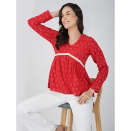 Vastraa Fusion Women Ethnic Motifs Printed V-Neck Cotton Top-picture-19