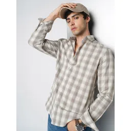 VASTRADO Classic Checked Slim Fit Cotton Casual Shirt-image-40