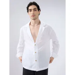 VASTRADO Classic Oversized Notched Lapel Collar Linen Casual Shirt-picture-24