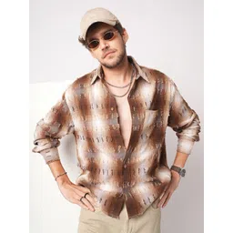 VASTRADO Classic Plaid Checked Cutaway Collar Boxy Fit Cotton Casual Shirt-image-14