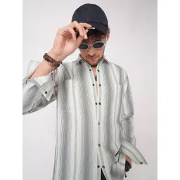 VASTRADO Classic Slim Fit Vertical Striped Cotton Casual Shirt-picture-19