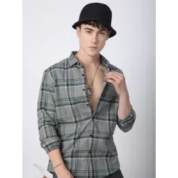 VASTRADO Core Fashion Grey Regular Fit Checks Shirt-picture-20