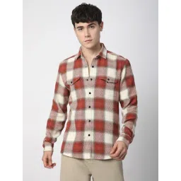 VASTRADO Core Fashion Red Regular Fit Checks Shirt-picture-27