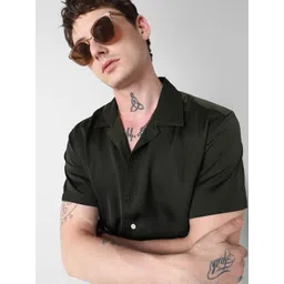 VASTRADO Men Classic Cuban Collar Solid Relaxed Fit Casual Shirt-picture-25