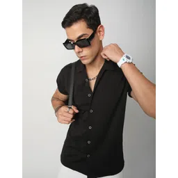 VASTRADO Men Classic Cuban Collar Textured Casual Shirt-picture-22