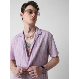 VASTRADO Men Classic Cuban Collar Vertical Striped Casual Shirt-picture-23