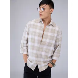 VASTRADO Men Classic Cutaway Collar Tartan Checked Cotton Slim Fit Casual Shirt-picture-38