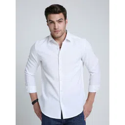 VASTRADO Men Classic Fit Textured Spread Collar Casual Shirt-picture-41