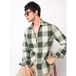 VASTRADO Men Classic Slim Fit Buffalo Checked Spread Collar Cotton Casual Shirt-picture-29