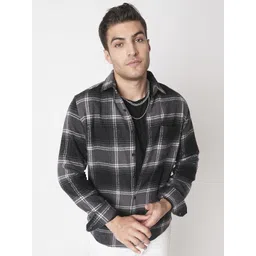 VASTRADO Men Classic Slim Fit Opaque Checked Casual Shirt-picture-42