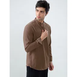 VASTRADO Men Thread Work Jacquard Kurta image 5