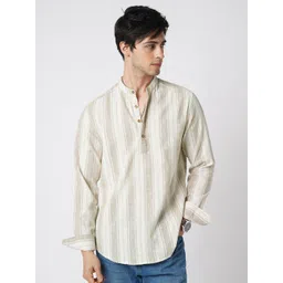 VASTRADO Men Vertical Striped Mandarin Collar Thread Work Kurta-picture-40