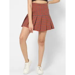 VASTRADO Striped Patterned Pure Cotton A-Line Above-Knee Length Flared Skirts-picture-38