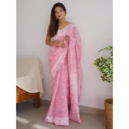 VASTRAHUT Paisley Woven Design Zari Jacquard Cotton Banarasi Saree-picture-23