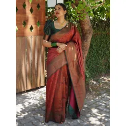 VASTRAHUT Women Ethnic Motifs Printed Zari Traditional Banarasi Saree-picture-29