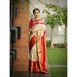 VASTRAHUT Women Polka Dots Printed Zari Traditional Banarasi Saree-picture-42
