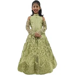 vastrakriti by swati Girl's Cotton Casual Regular Stylish Lightweight Embroidered Long Gown-picture-28