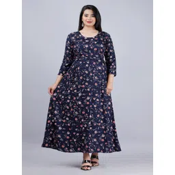 Vastralay Floral Printed Round Neck Maternity Maxi Dress-picture-41