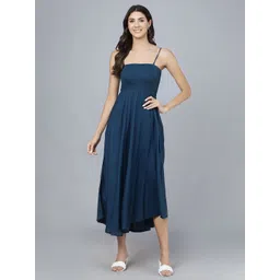 Vastralay Teal Solid Midi Dress image 2