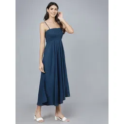 Vastralay Teal Solid Midi Dress image 4