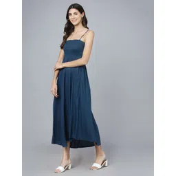 Vastralay Teal Solid Midi Dress image 5