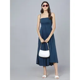 Vastralay Teal Solid Midi Dress image 1