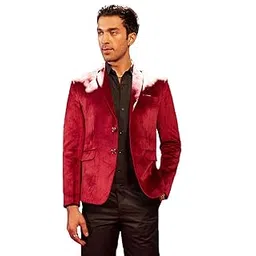mens VASTRAMAY Men's Maroon Velvet Blazer_VSHRMCT025MA_36-picture-18