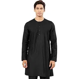 Men's Viscose Kurta, Solid Knee-Length, Round Neck, Long Sleeves, Button Closure, and Side Slits - Elegance for Festivals & Events-image-7